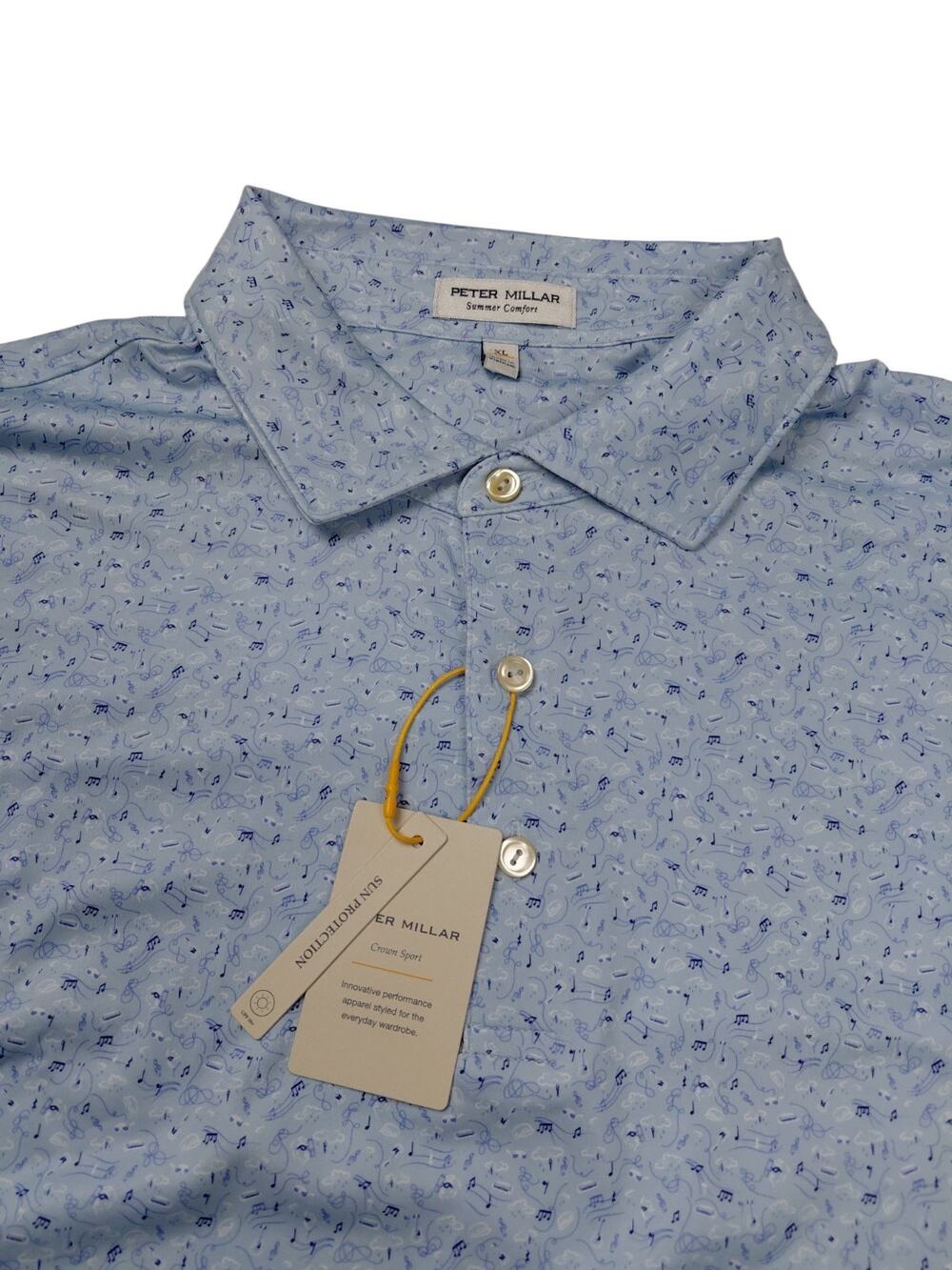 Peter Millar Summer Comfort Melody Performance Golf Polo Sky Blue Men's Size XL